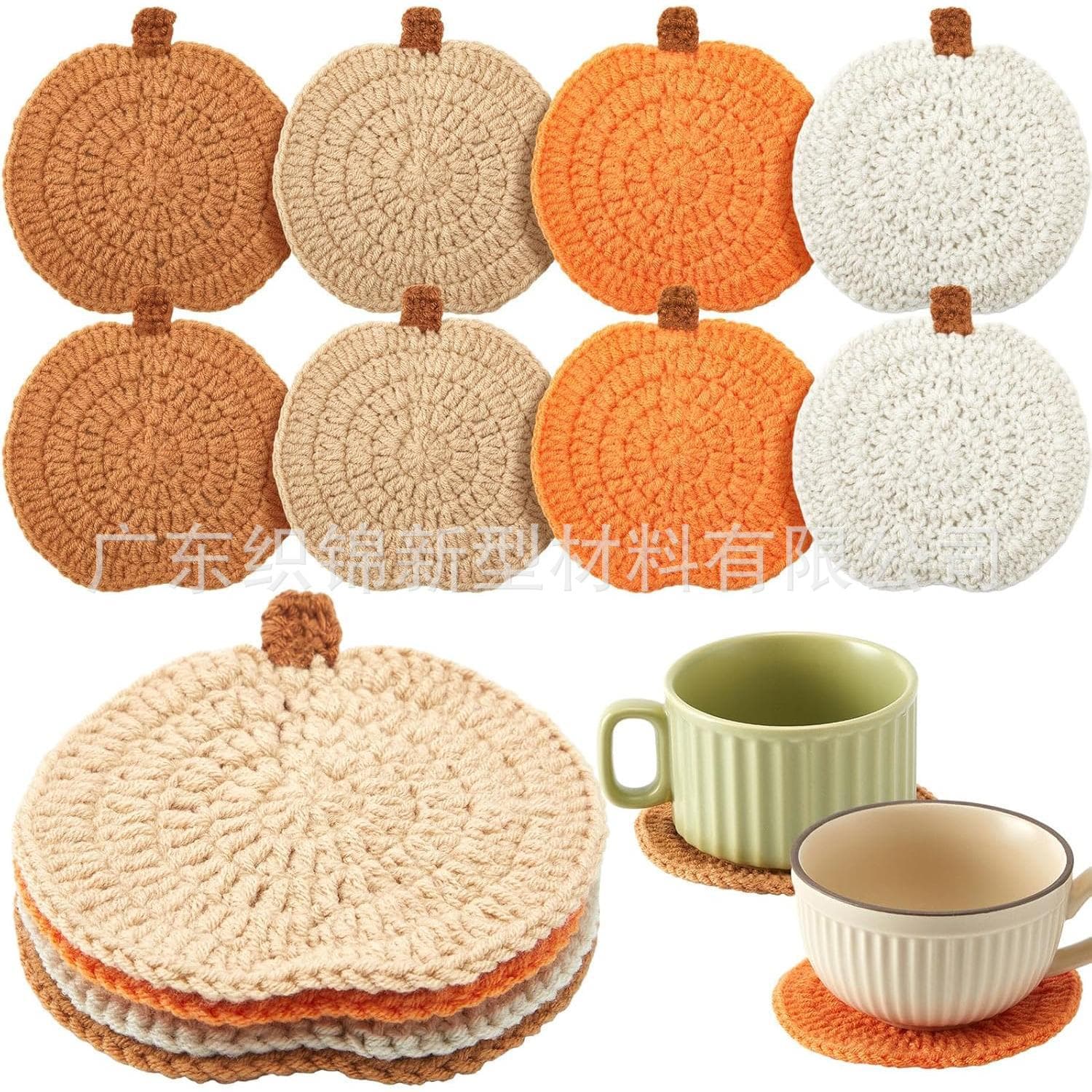 Halloween Pumpkin-Shaped Hand-Crocheted Pumpkin Coaster Vintage Cross-Border Table Decoration Pumpkin Y7990
