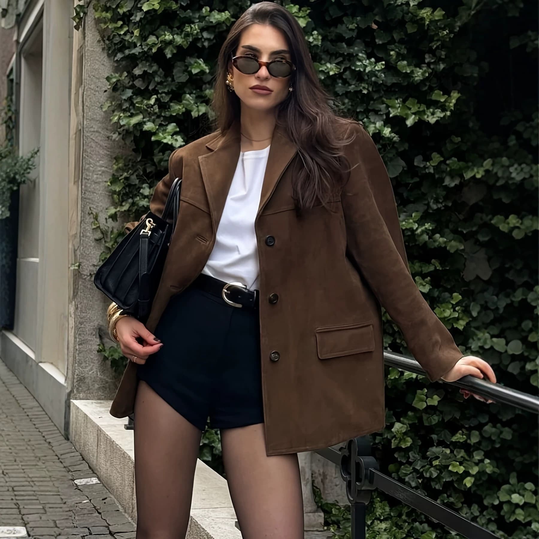 Amazon Xiyin autumn and winter fashion cross-border suede suit jacket casual loose classic top women's jacket