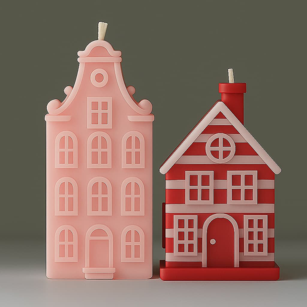 Cross-border 3D House Plaster Ornament Silicone Mold DIY Chimney House Scented Candle Resin Mold