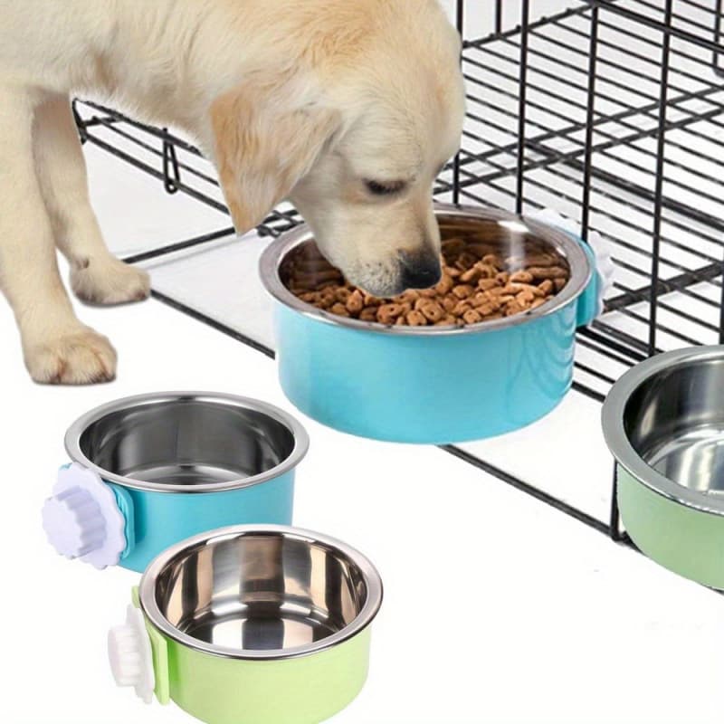 2026 New Cross-border Drop Shipping Dog Bowl 2 Cages Cat Detachable Stainless Steel Food and Water Cup