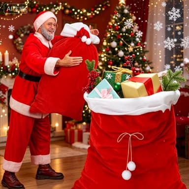 Santa Claus Backpack Large Christmas Gift Bag Candy Gift Bag Christmas Eve Bundle Pocket Christmas Decoration