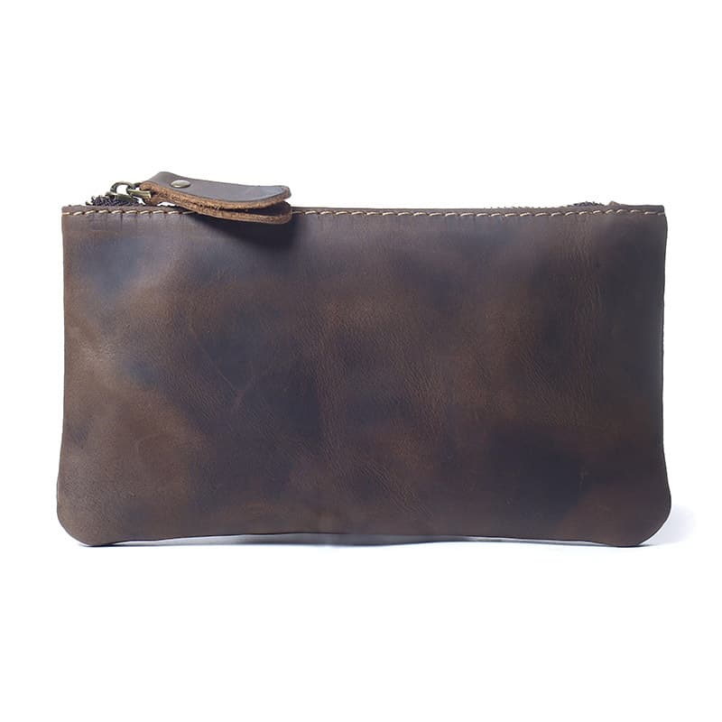 Cross-Border Retro Crazy Horse Leather Men's Top-Grain Cowhide Phone Bag Long Wallet Genuine Leather Simple Card Holder Clutch Bag Trendy