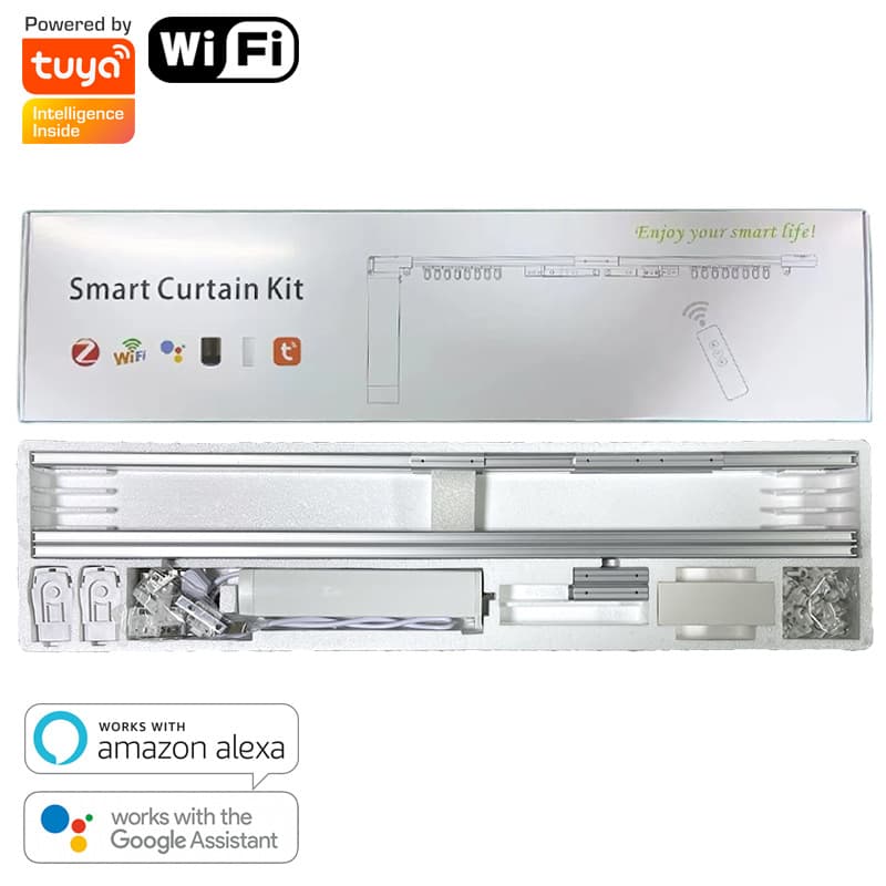 DIY Electric Curtain Kit with WiFi Motor Smart Control Alexa Google Silent Compatible Track