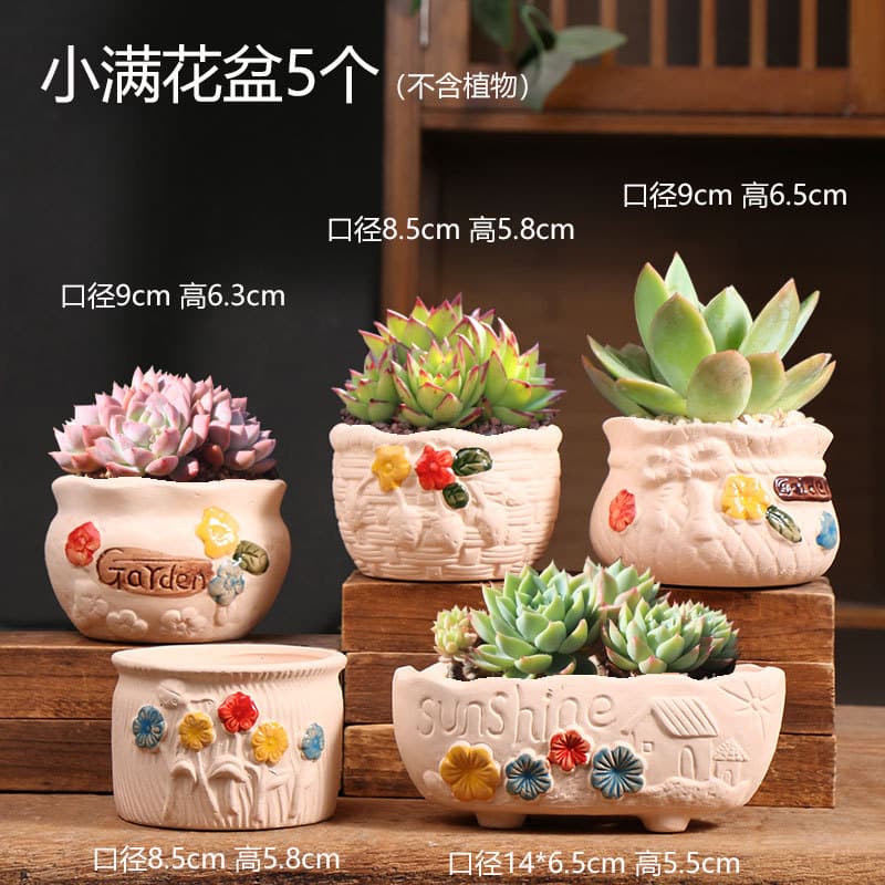 Succulent Flower Pot Home Use Large and Small Terracotta Pots Coarse Pottery Creative Root Control Flower Dish Ceramic Flower Pot Special Price Clearance Wholesale