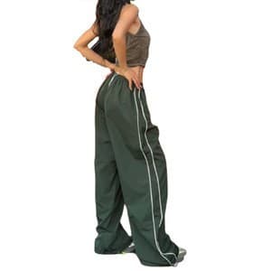 European and American Cross-Border 2025 Autumn Contrast Side White Stripe Straight Leg Pants with Drawstring Low Waist Sporty Fashion Long Loose Pants