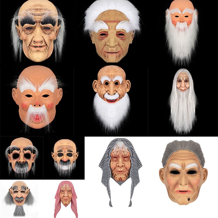 Halloween Latex Mask Old Man Mask Grandpa Grandma Horror Mask Halloween Party Prop Cos