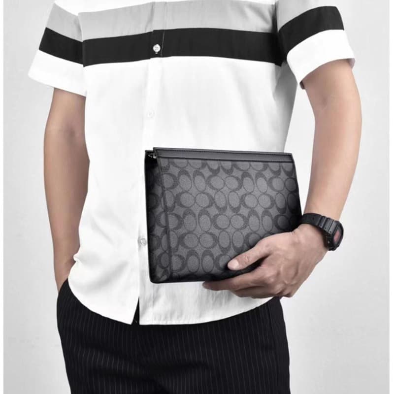 Men's Casual Handbag, Checkered Wristlet, Document Bag, Simple and Stylish Clutch