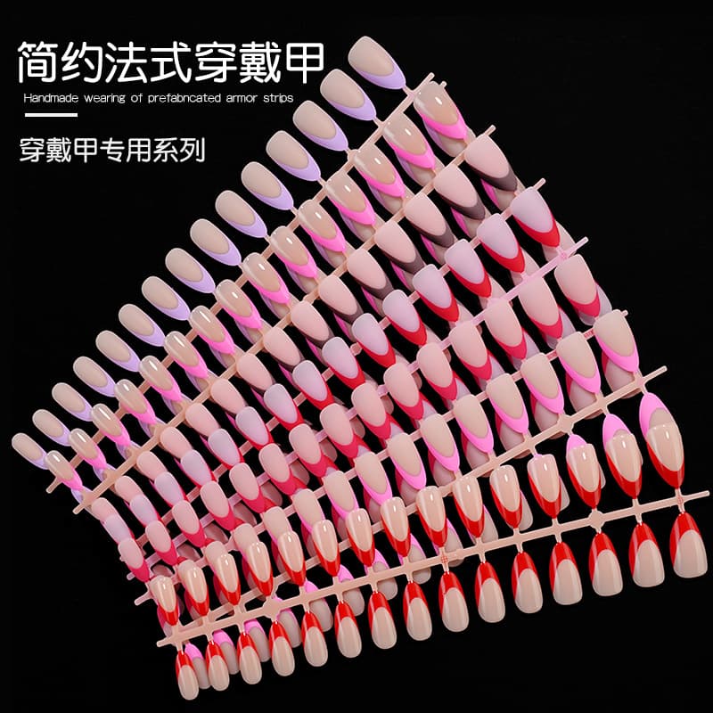 30 Pieces Wearable Nails Hot Selling French Style Almond Shape Nail Tips for Cross-Border Wholesale