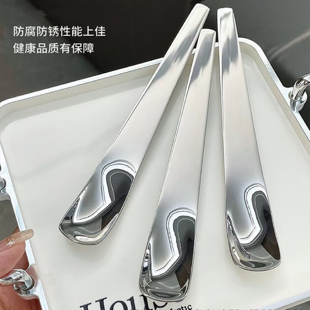 Stainless Steel Spoon Creative Dessert Spoon Lotus Root Powder Stirring Spoon Ice Cream Spoon Dumpling Filling Scoop Cross-Border