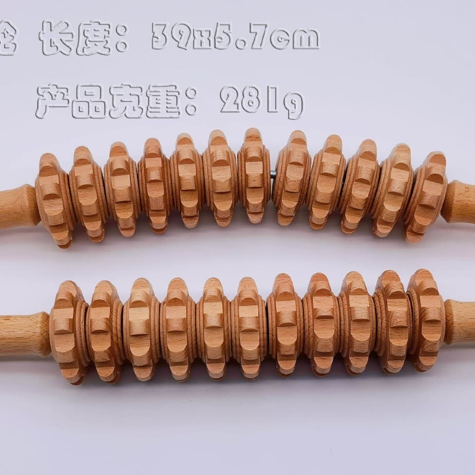 [Massage Wheel Series] Solid Wood Handle Multi-Wheel Massager Beech Wood Manual Roller Multi-Function Massage Wholesale