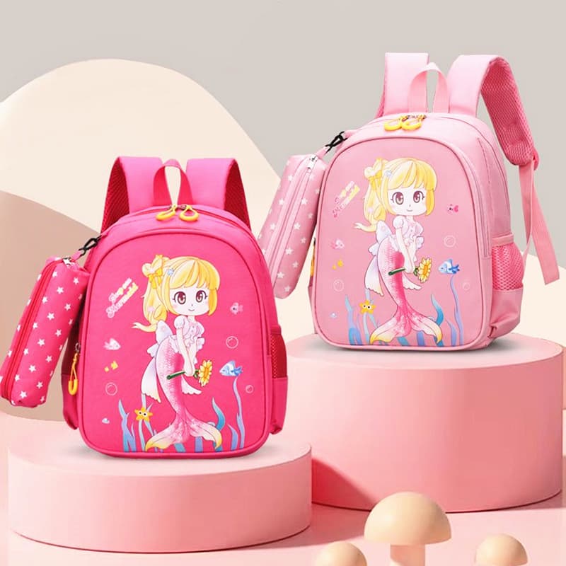 Cute Children's Backpack for Girls Pre-School Bag 3-5 Years Old Waterproof Wear-Resistant Nylon Animal Print School Bag