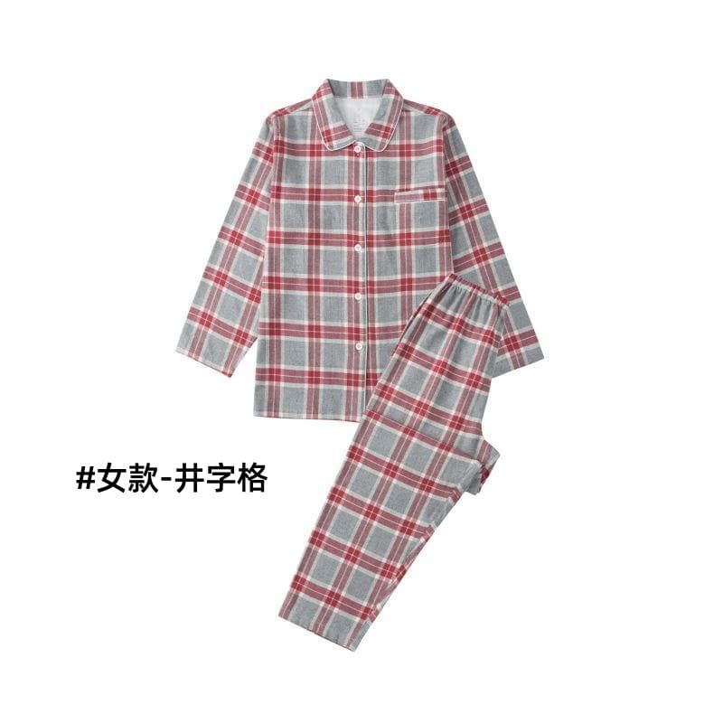 Unbranded Flannel Pajama Set for Women and Couples, Men's Casual Loungewear, Seamless Side, Brushed Pure Cotton for Fall and Winter