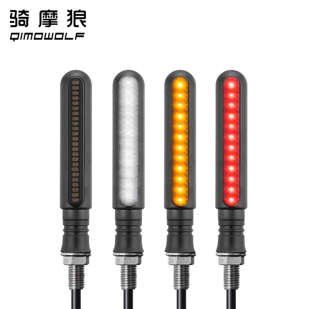 Factory Wholesale 24LED Motorcycle Dual-Color Sequential Turn Signal Light with White Daytime Running Light or Red Brake Light