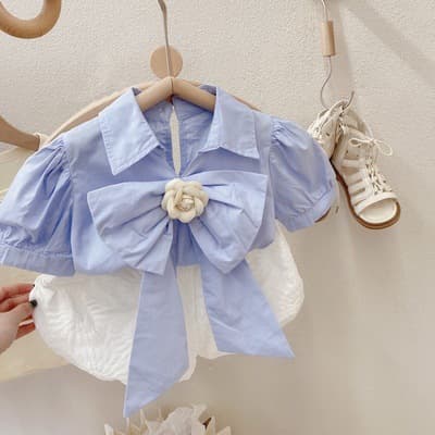 Ancorelala Summer New Girls Set Camellia Love Shirt and Pumpkin Shorts Two-piece Set