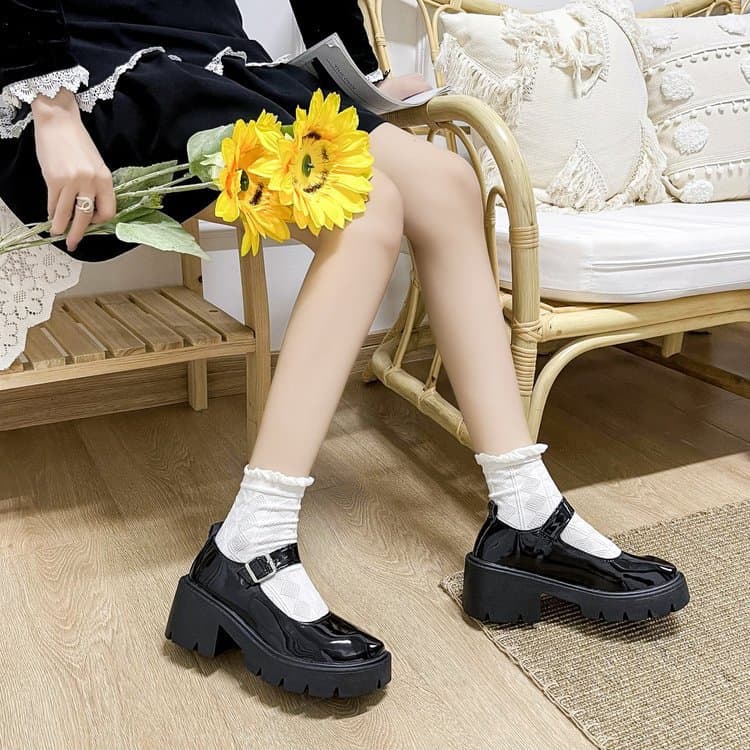 Platform Thick-Soled Retro Mary Jane Shoes for Women 2025 New All-Season Japanese Style Fashion Thin-Soled Leather Shoes Wholesale