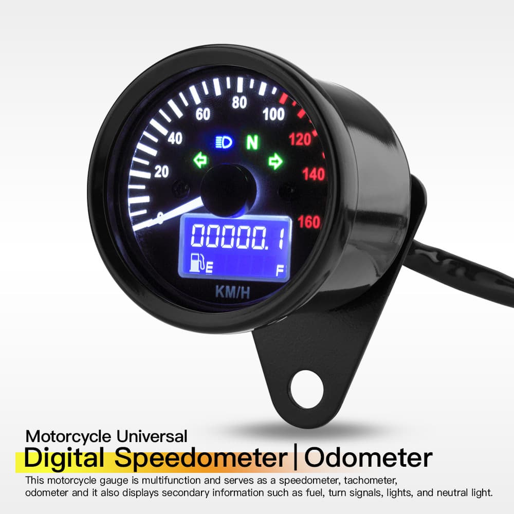 Motorcycle Retro Modified LED Gauge Prince Mileage LCD Meter Motorcycle Multifunctional Electronic Meter