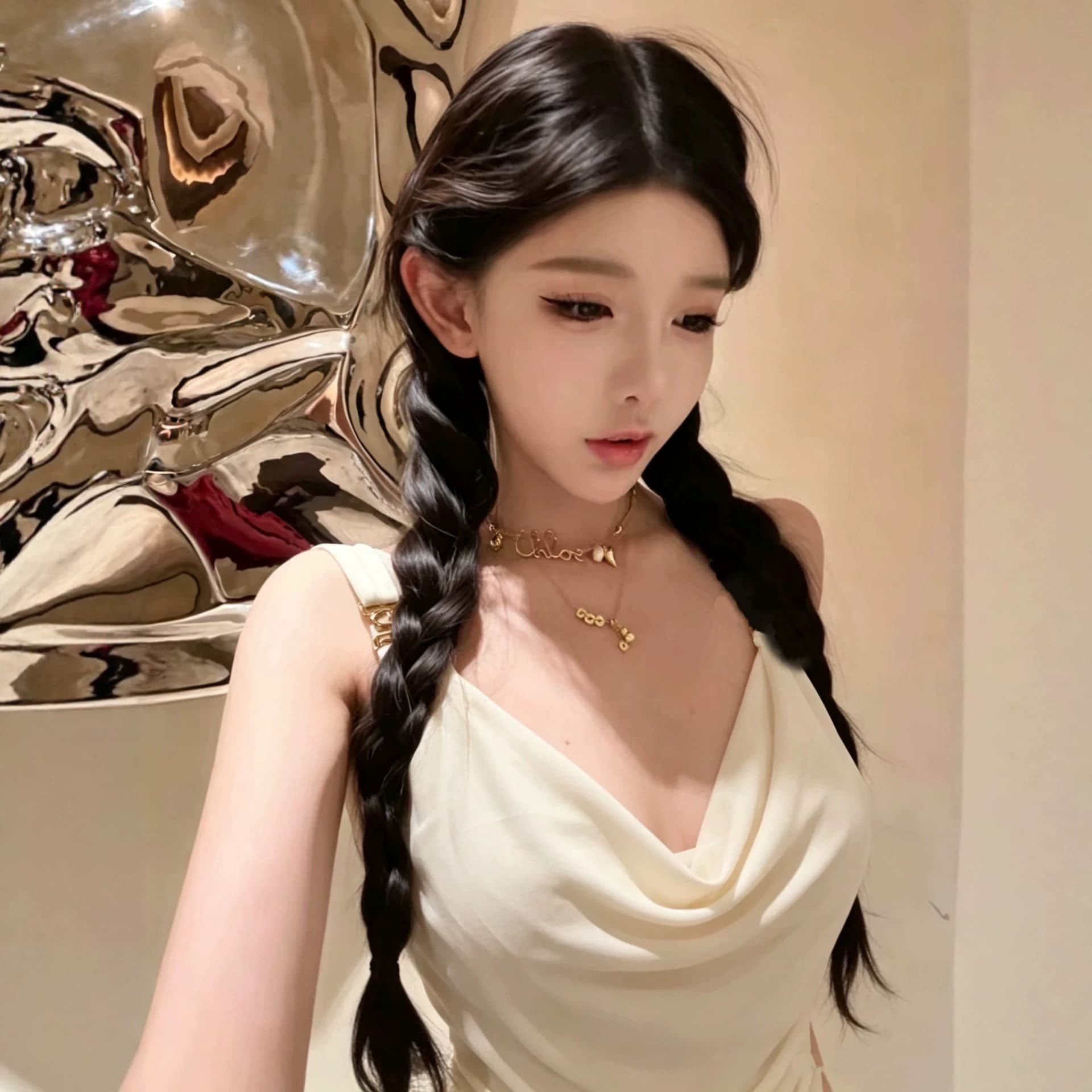 TZ7849 French Draped Neckline Stunning Sleeveless Camisole Top for Women, New Chic Waist-Cinching Slimming Off-Shoulder Crop Top
