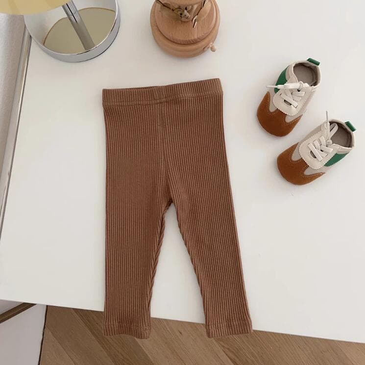 Korean Style Spring/Fall Baby Leggings Stretchy Slim Fit Striped Long Pants for Boys and Girls, Fleece-Lined for Autumn/Winter Outdoor Wear