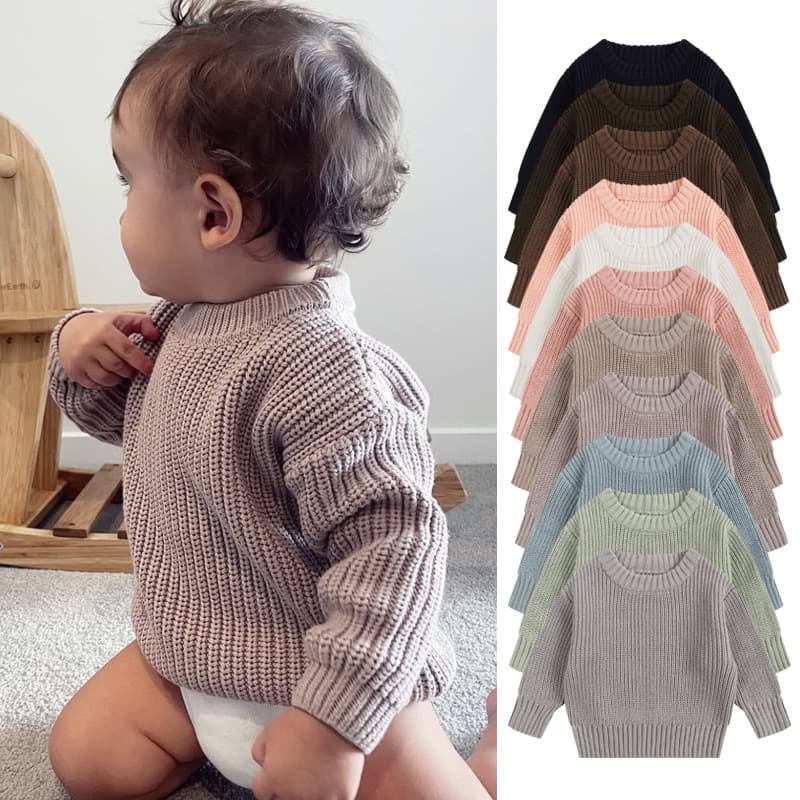 Baby Sweater Round Neck Boys Pullover Girls Spring Autumn Winter Infant Knit Base Layer Toddler Knitted Top Base Shirt
