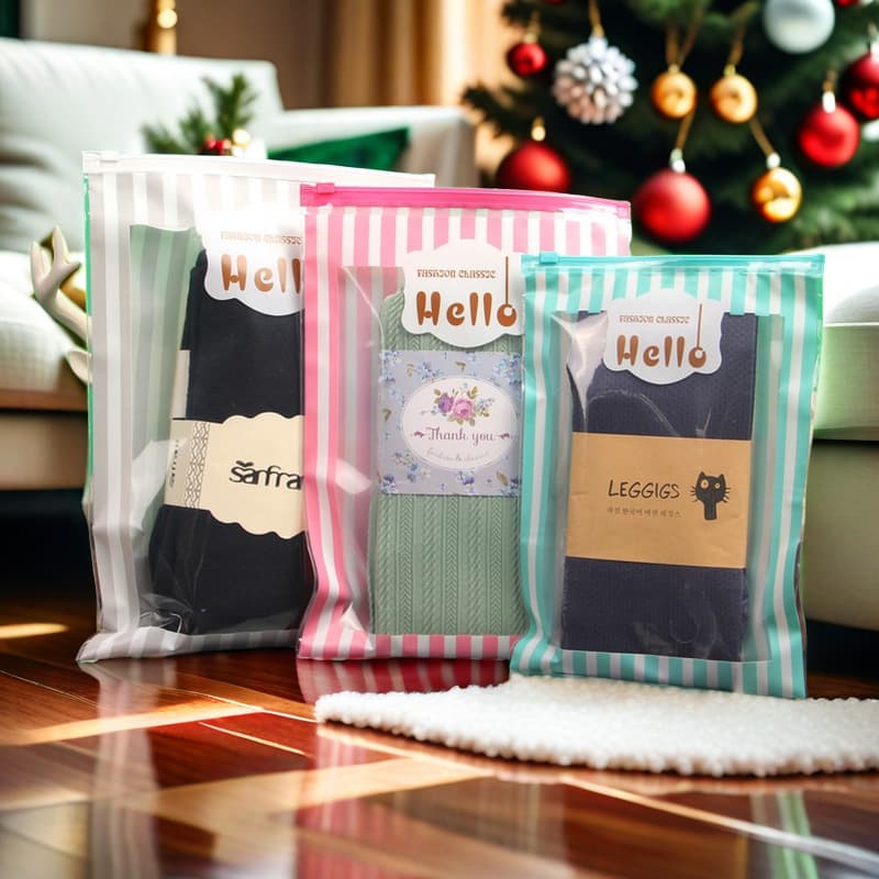 EVA Striped Children's Zipper Bag, Underwear, Scarves, Bras, Self-Sealing Bags, Swimwear, Plastic Bags Wholesale
