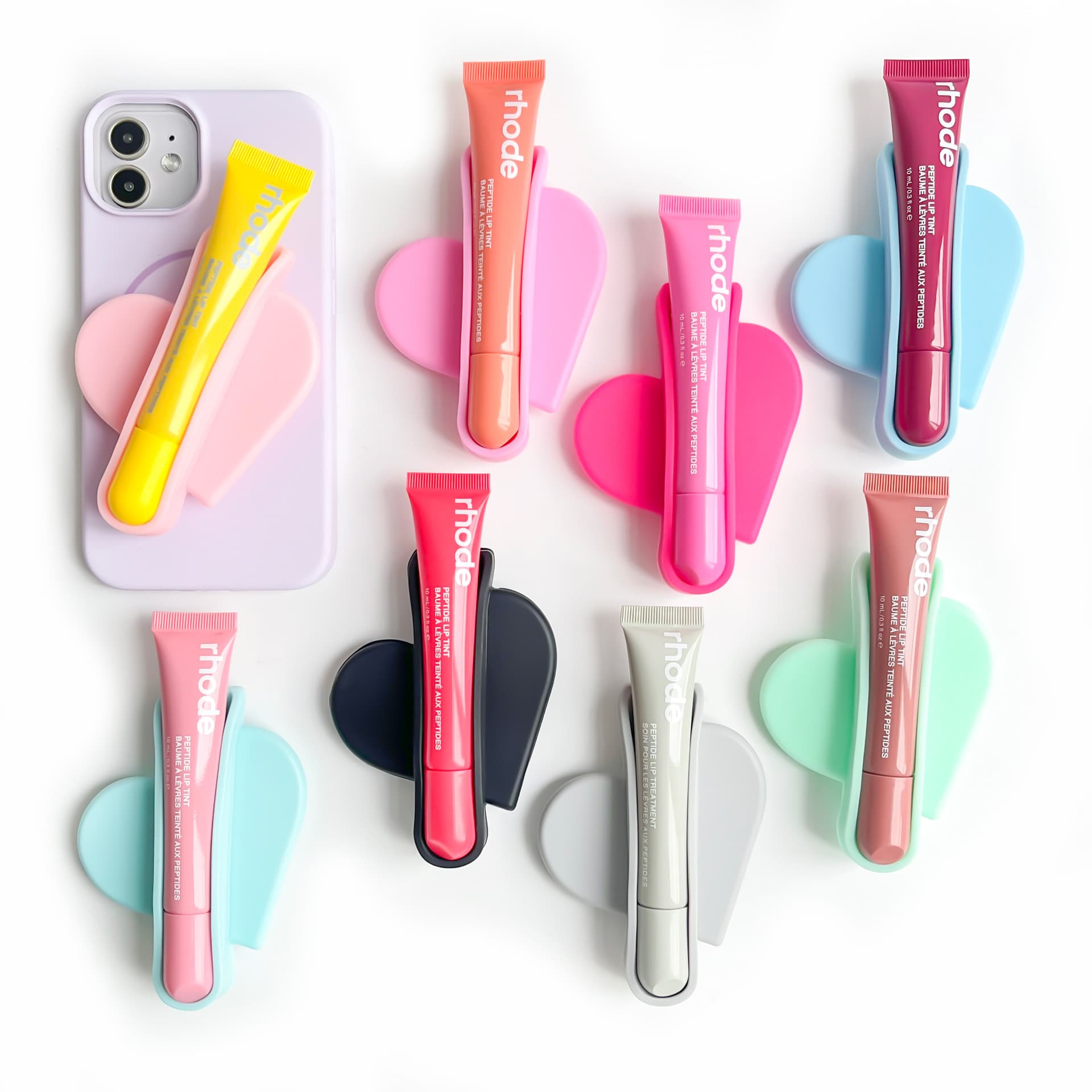 Cross-border silicone love-shaped lipstick mobile phone air bag holder lazy desktop retractable support solid color transparent stand