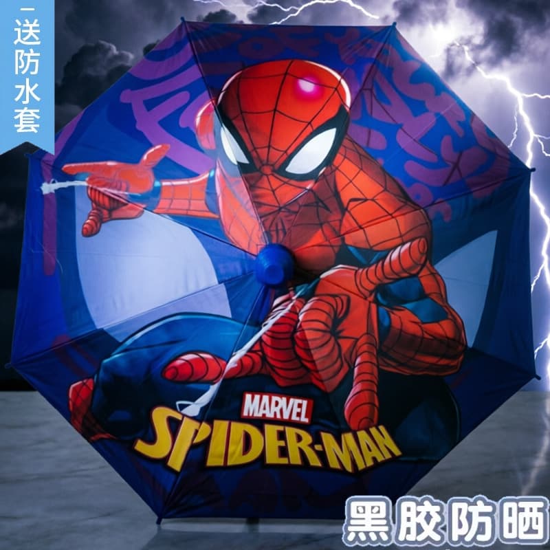 Spider-Man Marvel first grade children's umbrella baby kindergarten cute boy automatic black plastic umbrella