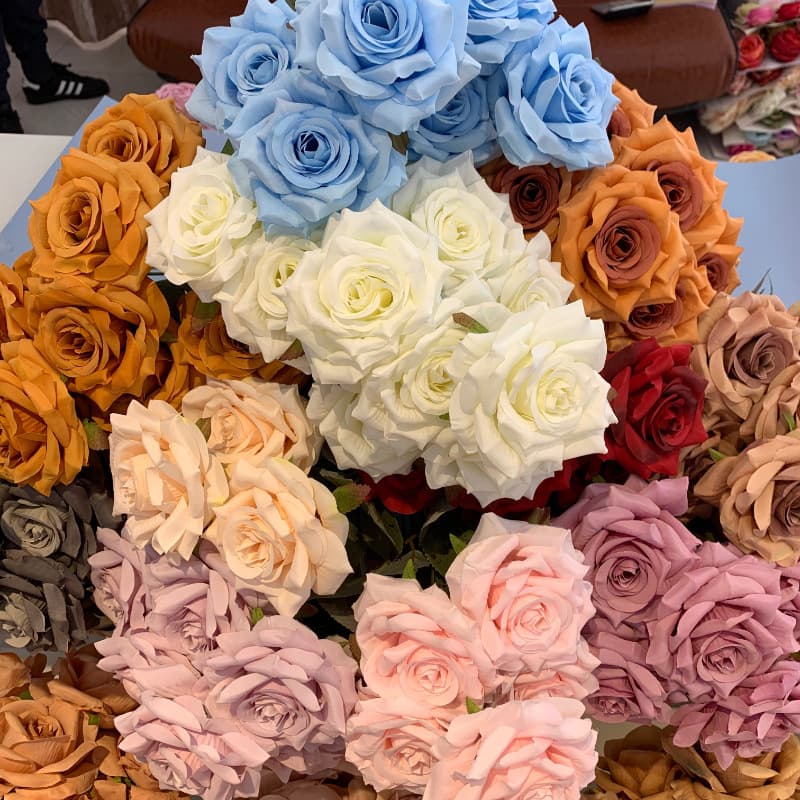 Simulation 9-Head Diamond Rose European Style Bouquet Wedding Hotel Decoration Amazon Hot Rose