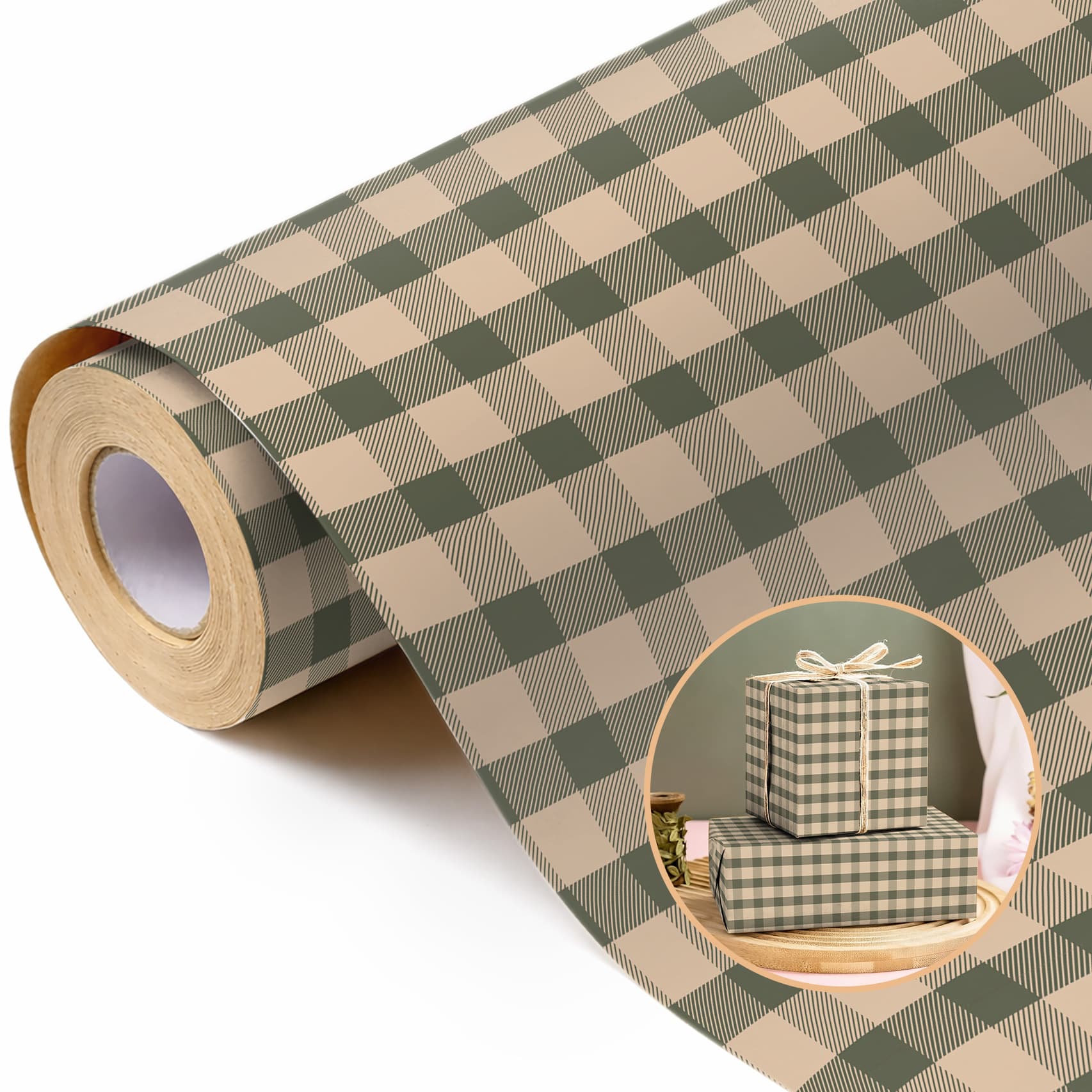 Cross-border Amazon Roll Large Size Gift Wrapping Paper Christmas Kraft Paper Plaid Gift Wrapping Paper
