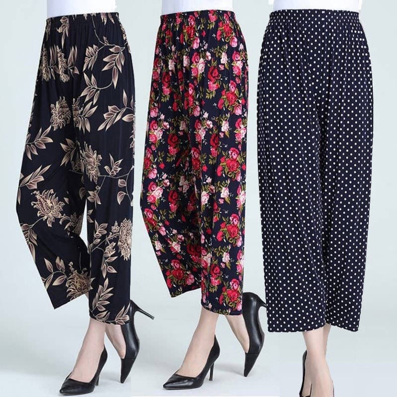 Summer Women's Pants Mom Pants Thin Mosquito-Repellent Pants Casual Loose Wholesale Capri Pants Ice Silk Market Stall