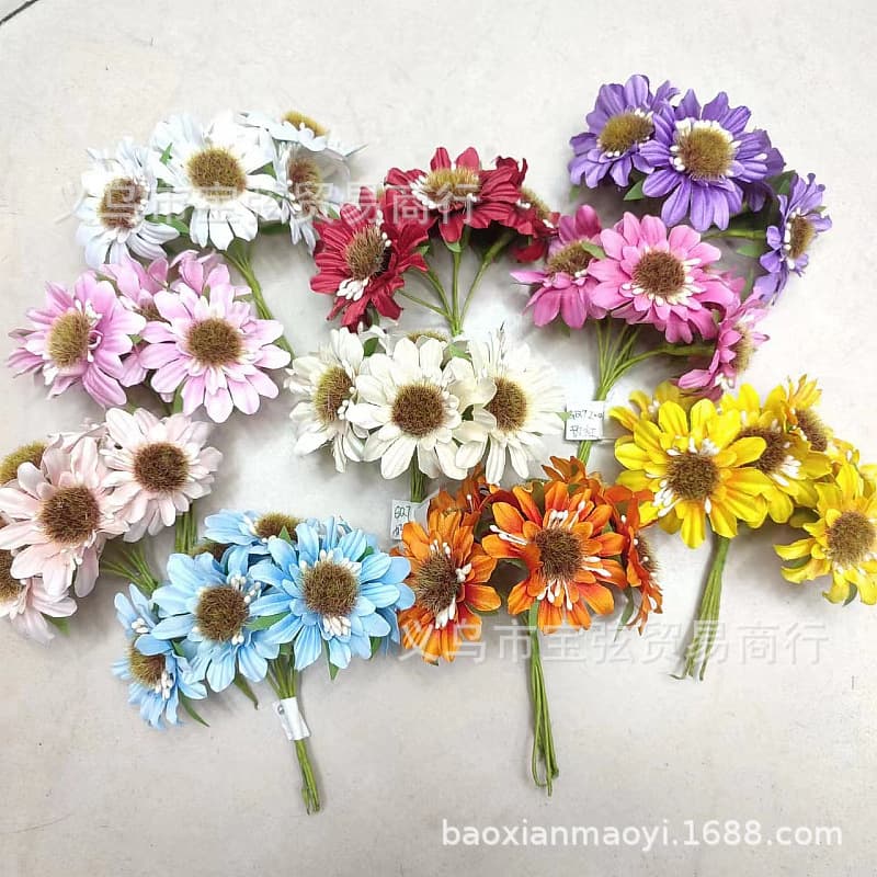 Simulated Sunflower with Wire Daisy DIY Wreath Wedding Artificial Decorative Flower Simulation Green Flower