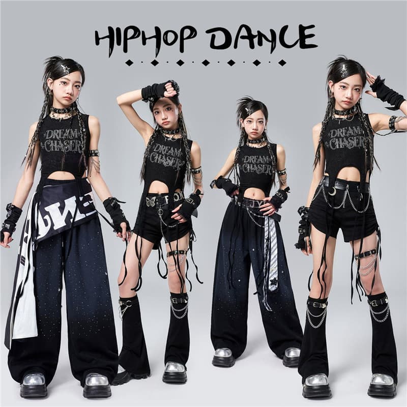 Jazz dance girls' clothing, cool and fashionable children's street dance performance clothing, girl group's sweet cool style children's dance performance clothing