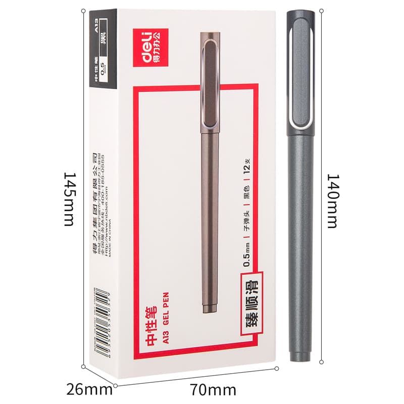 Deli Metallic Texture Lesu Series Retractable Cap Signing Pen Black Pen for Students and Office Use A13 Gel Ink Pen
