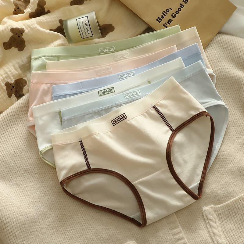 Cotton Panties for Women Breathable Mid-Waist Full Cotton Crotch Tummy Control Student Teen Girls Triangle Panties New Style Girls Underwear