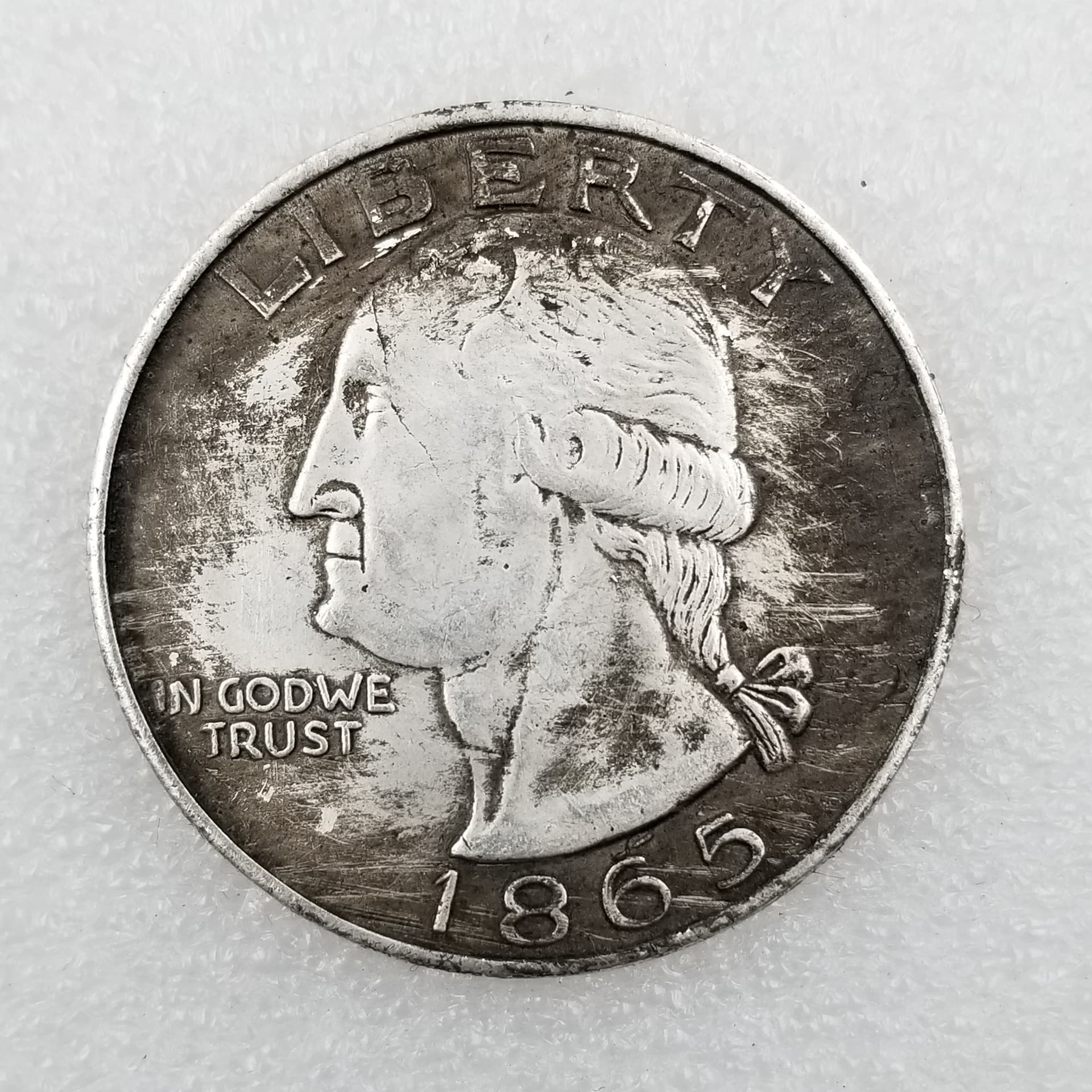 Antique craft 1865 brass US commemorative coin aged silver dollar wholesale #047