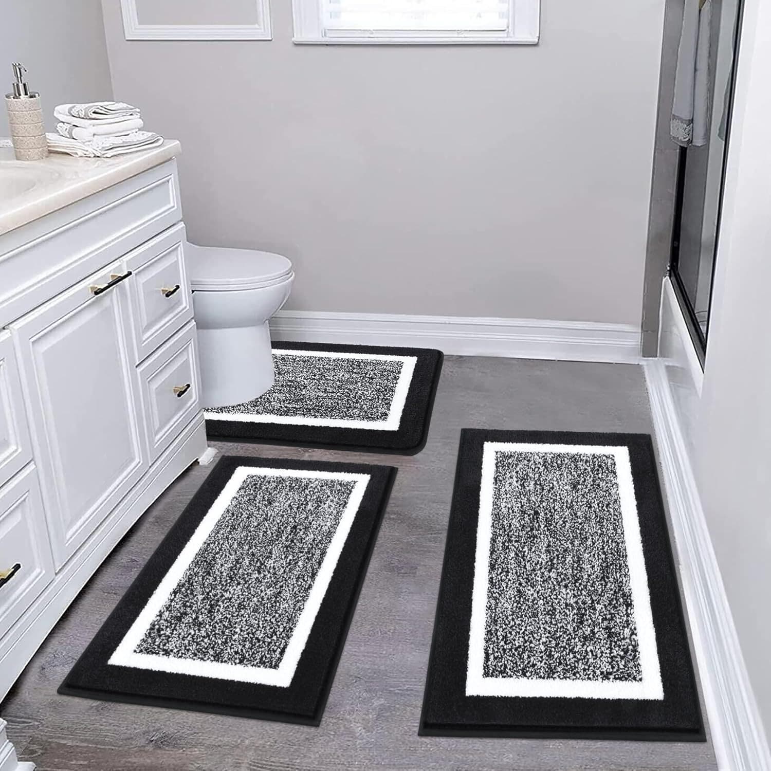 Cross-Border Wholesale Bathroom Floor Mats, Toilet Three-Piece Set, Bathroom Non-Slip Absorbent Floor Mats, Home Entrance Door Mats