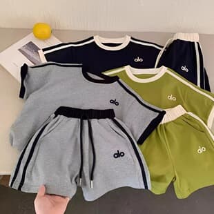 Kids Set Boy Summer Cotton Japanese Style Short Sleeve Shorts Casual Sport Two-Piece Girl Clothes Trendy
