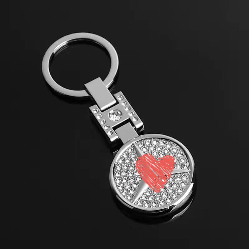 Crystal Rhinestone Keychain for Mercedes, Audi, BMW, Volkswagen, Toyota - Double-Sided Rhinestone Car Logo Keychain