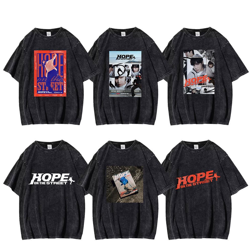 BTS Jung Hoseok j-hope washed short-sleeved magazine solo single poster retro short-sleeved half-sleeved t