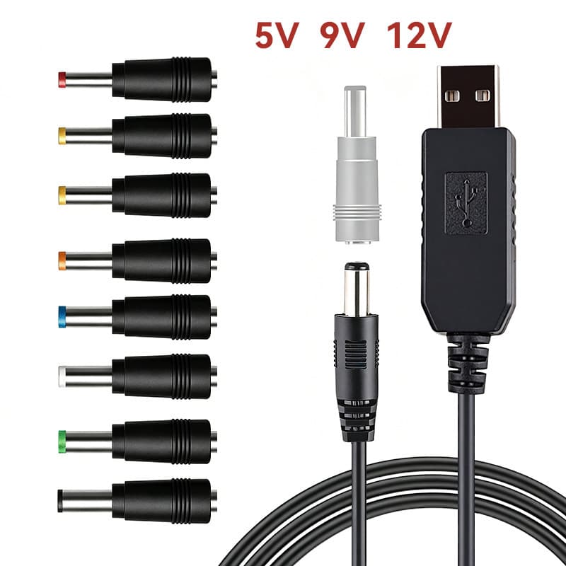 usb boost cable 5V to DC9 V/12V boost converter cable with 8DC head multi-function power adapter cable
