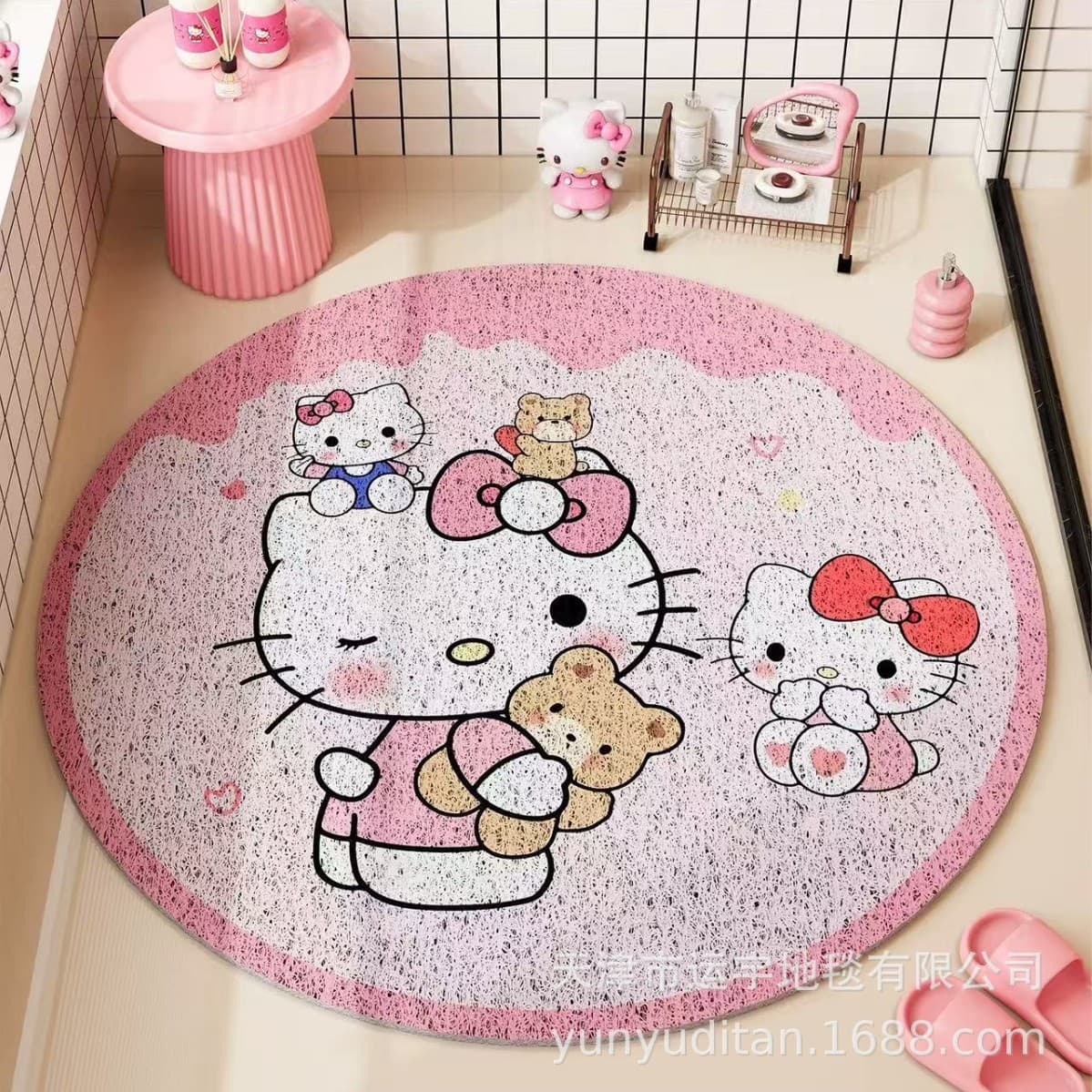 Cartoon bathroom floor mat, shower room, hollow wire circle floor mat, non-slip foot mat, children's bath anti-fall draining mat