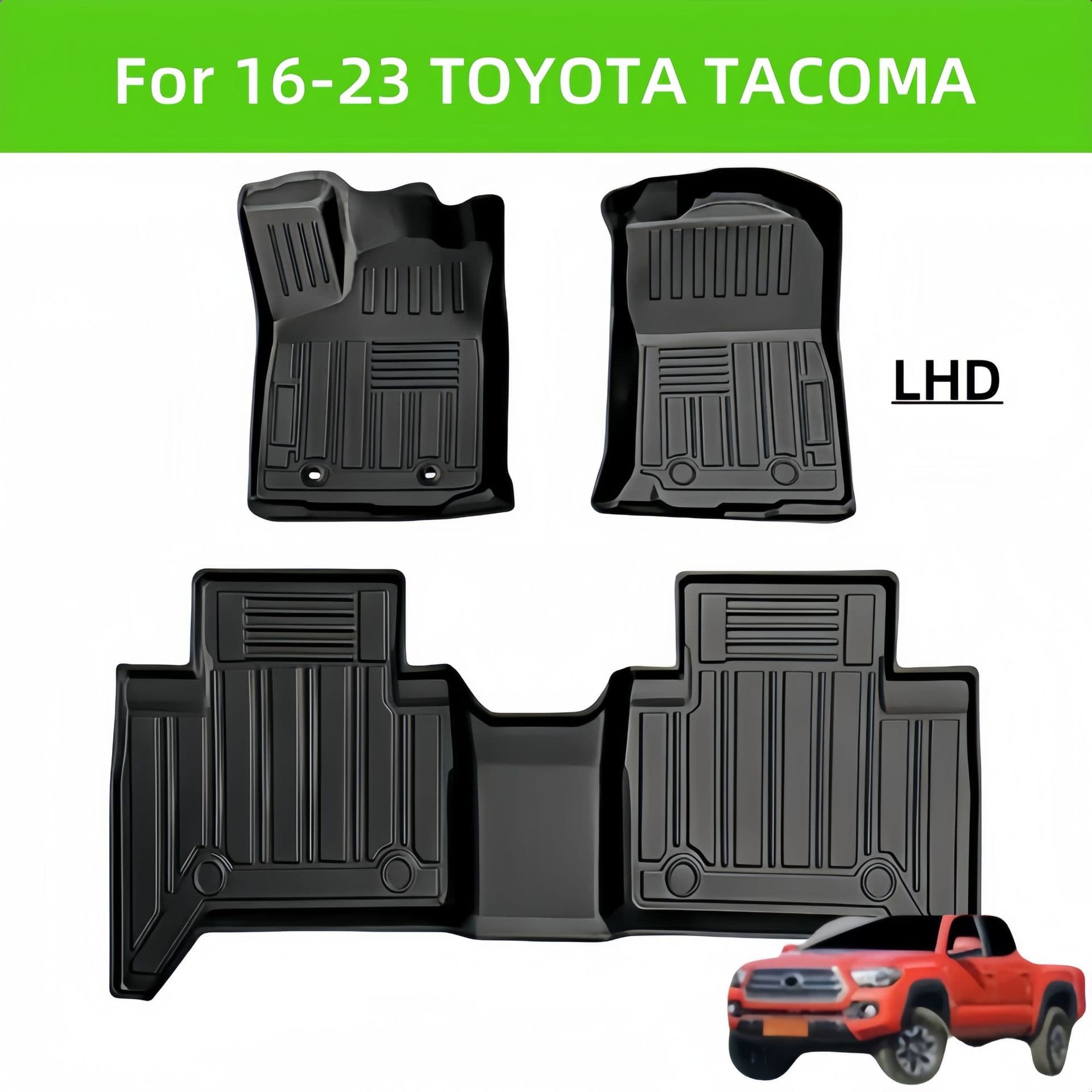 For 16-23 TOYOTA TACOMA Waterproof Carpet TPE Car Floor Mat