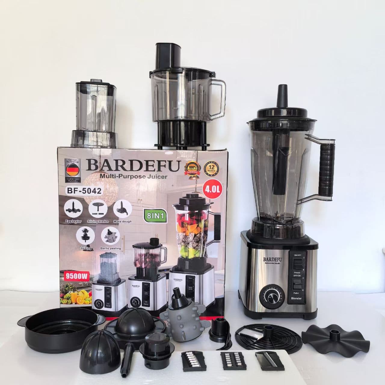 4L 8-in-1 Blender Cross-Border Household Blender Fruit and Vegetable Processor Food Processor Stainless Steel Metal Juicer