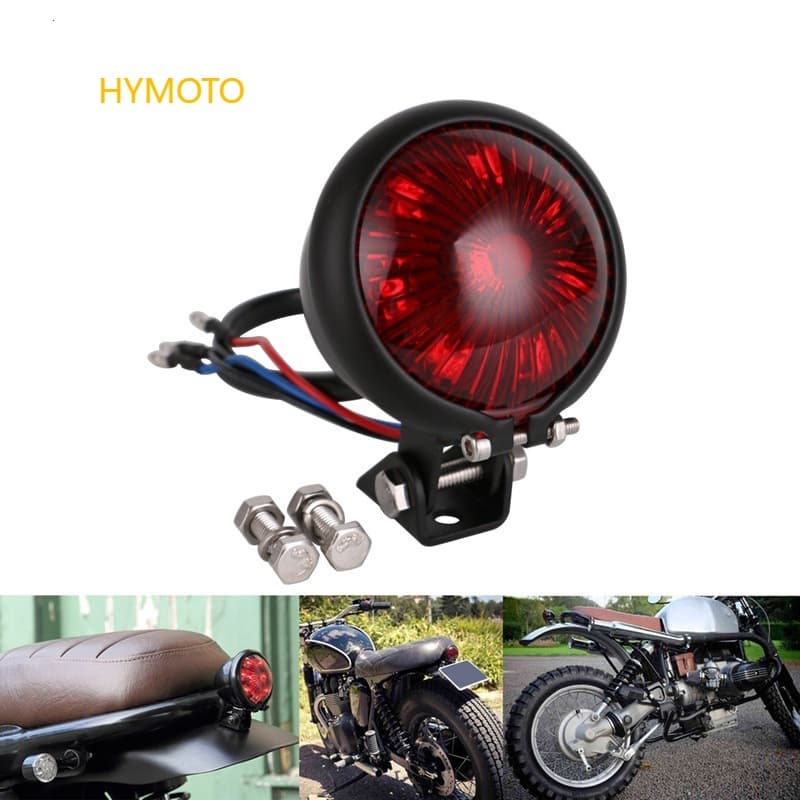 Motorcycle Modified LED Brake Tail Light Signal Light Retro Universal LED Small Round Tail Light Compatible with Harley Tail Light