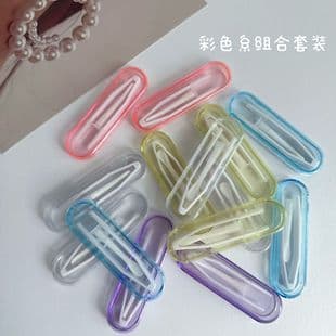 Contact Lens Companion Case with Applicator Stick and Tweezers, Colored Contact Lens Tweezers, Minimalist Transparent Applicator Stick, Straight Tweezers