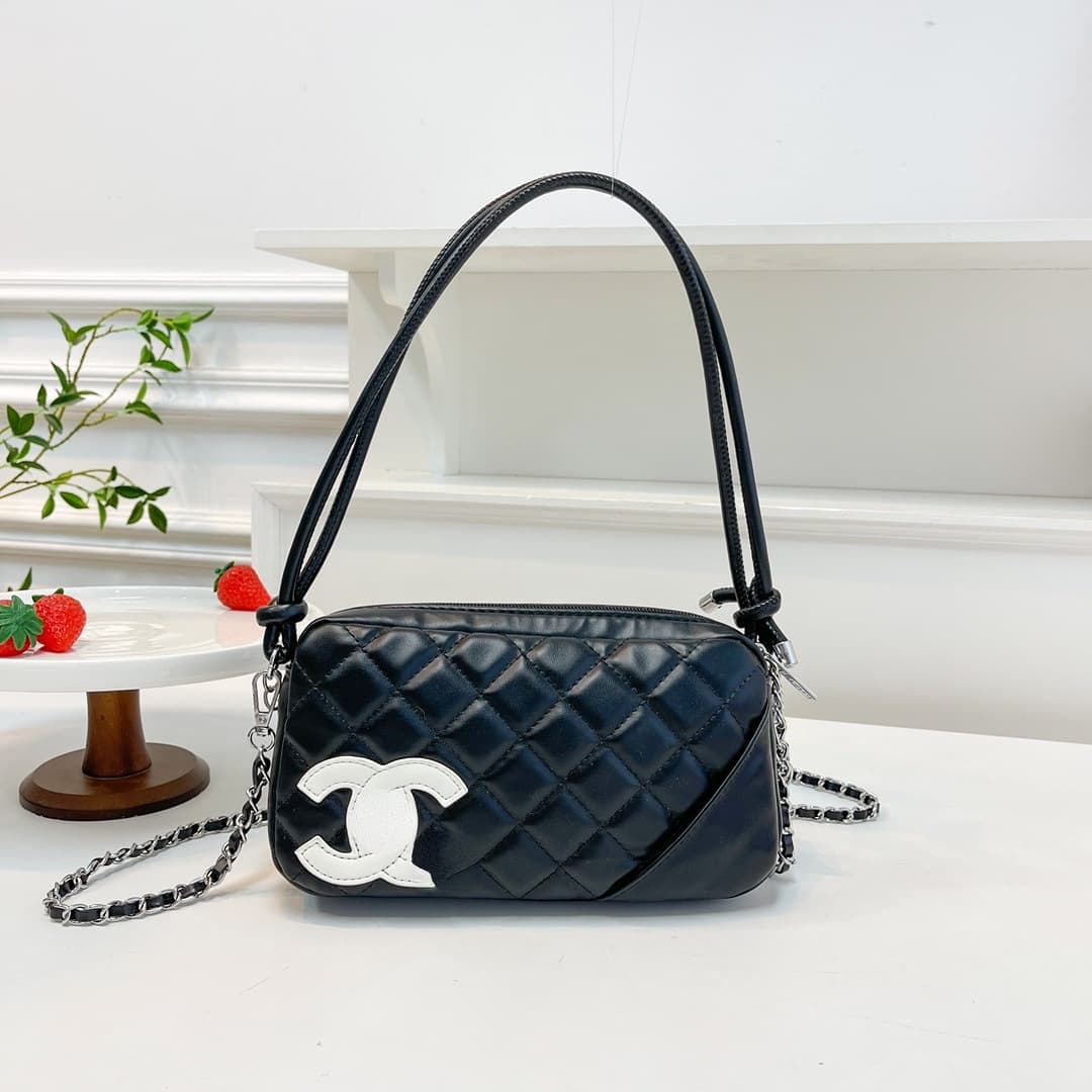 2025 New Chanel-style Bowling Bag Small Fragrance High Fashion Women's Bag Diamond Quilted Chain Handheld Crossbody Lightweight