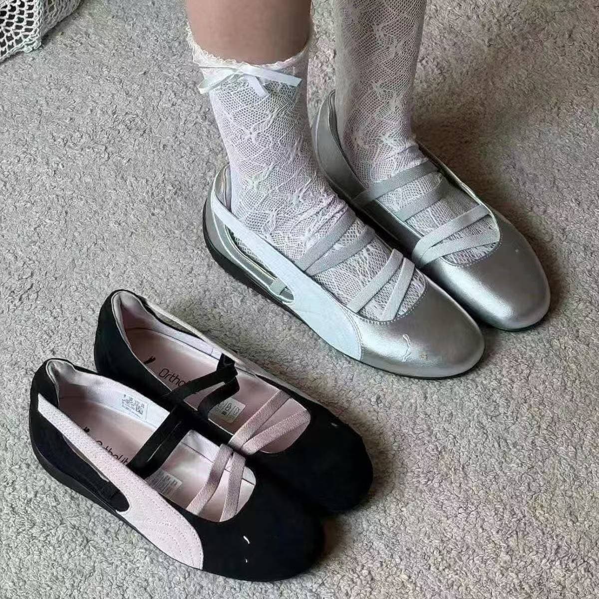 New Park Chaeyoung Same Style German Training Ballet Flats, Flat Heel, Versatile, Vintage, Lightweight, Women's Dopamine Casual Dance Shoes