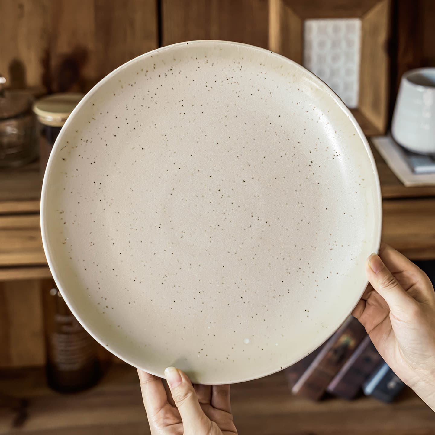 Large plate sesame glaze ceramic plate wholesale plate tableware home restaurant dish plate western plate steak plate round dinner plate