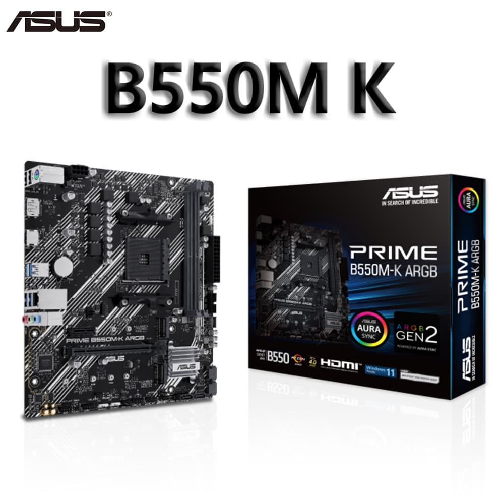 ASUS PRIME B550M-K Master Series Motherboard, supports 5600X/5700X, four memory slots