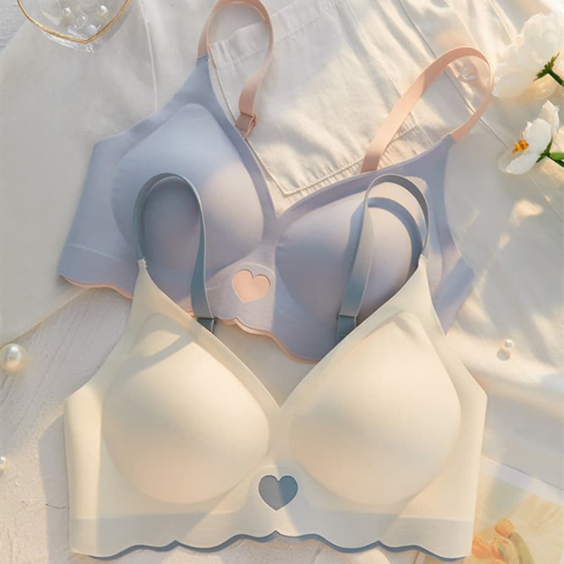 Seamless thin underwear women's one-piece large and small chest push up chest small anti-sagging wireless girl bra