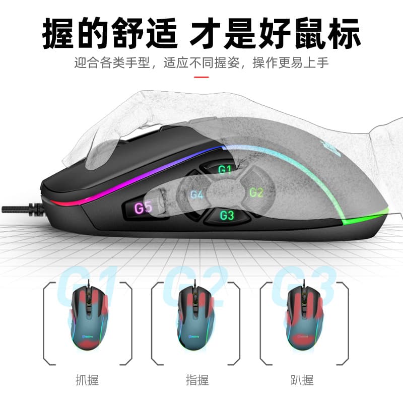 Full-Speed 10 RGB Macro Definition 12800DPI Wired RGB Gaming Mouse Computer Accessories Factory Direct Sale High DPI